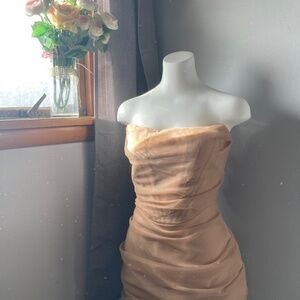 Nude bandage mesh midi